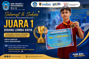 Juara 1 Bidang Lomba Kriya pada Festival Lomba Seni & Sastra Siswa Nasional (FLS3N)