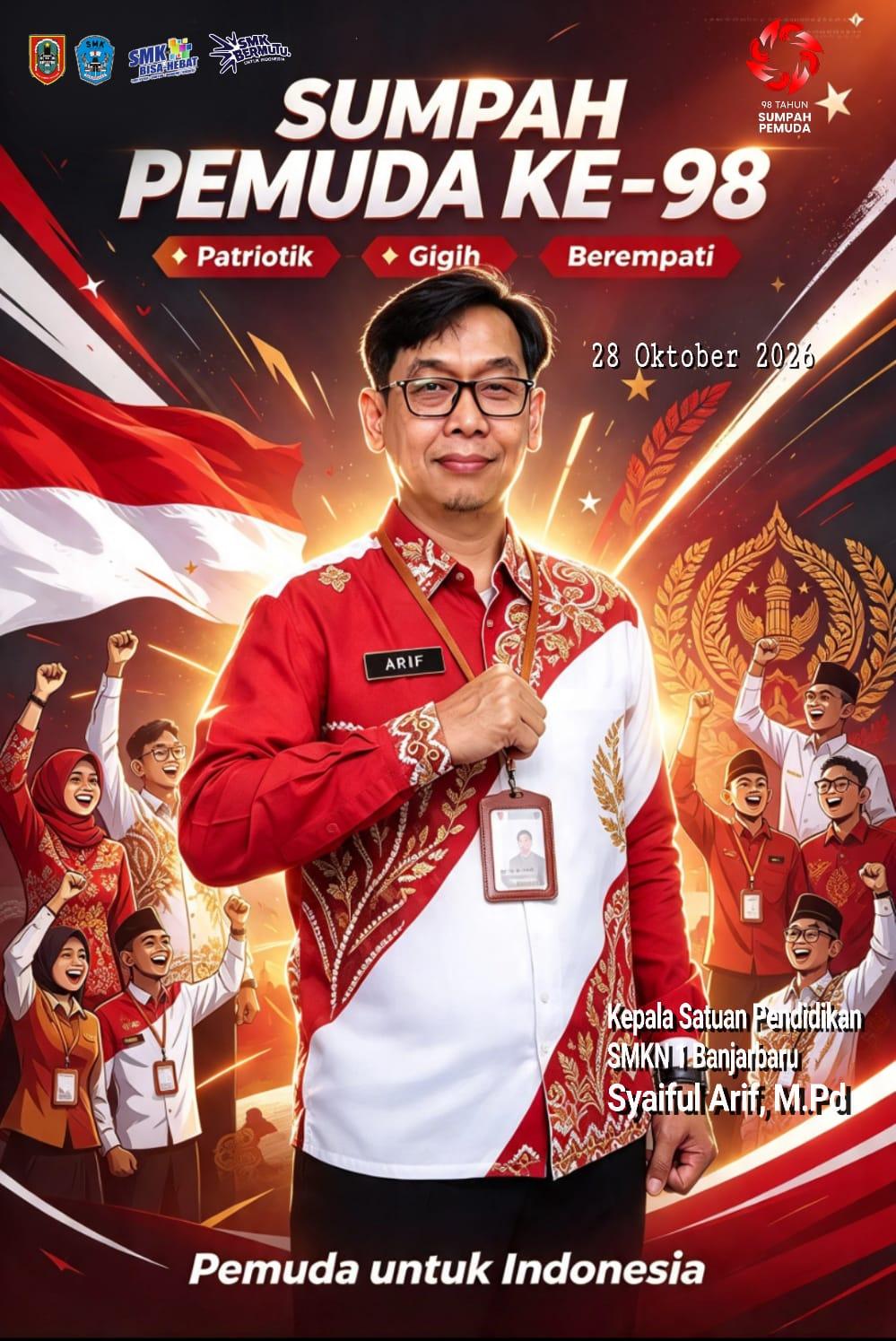 Poster Kepemimpinan Sumpah Pemuda SMKN 1 Banjarbaru bersama Kepala Sekolah